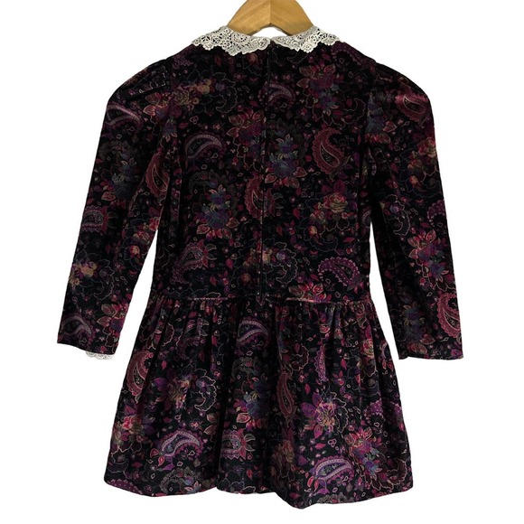 Baby Jogs Children's Size 6 Vintage Paisley Peter Pan Collard Lace Trim Dress - Picture 3 of 7